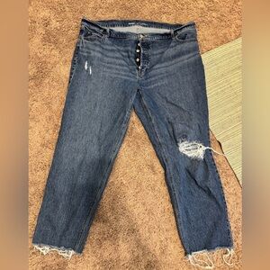 Old Navy Women's Blue Distressed Boyfriend Jeans